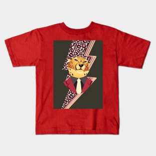 Leopard portrait with leopard pattern lightning Kids T-Shirt